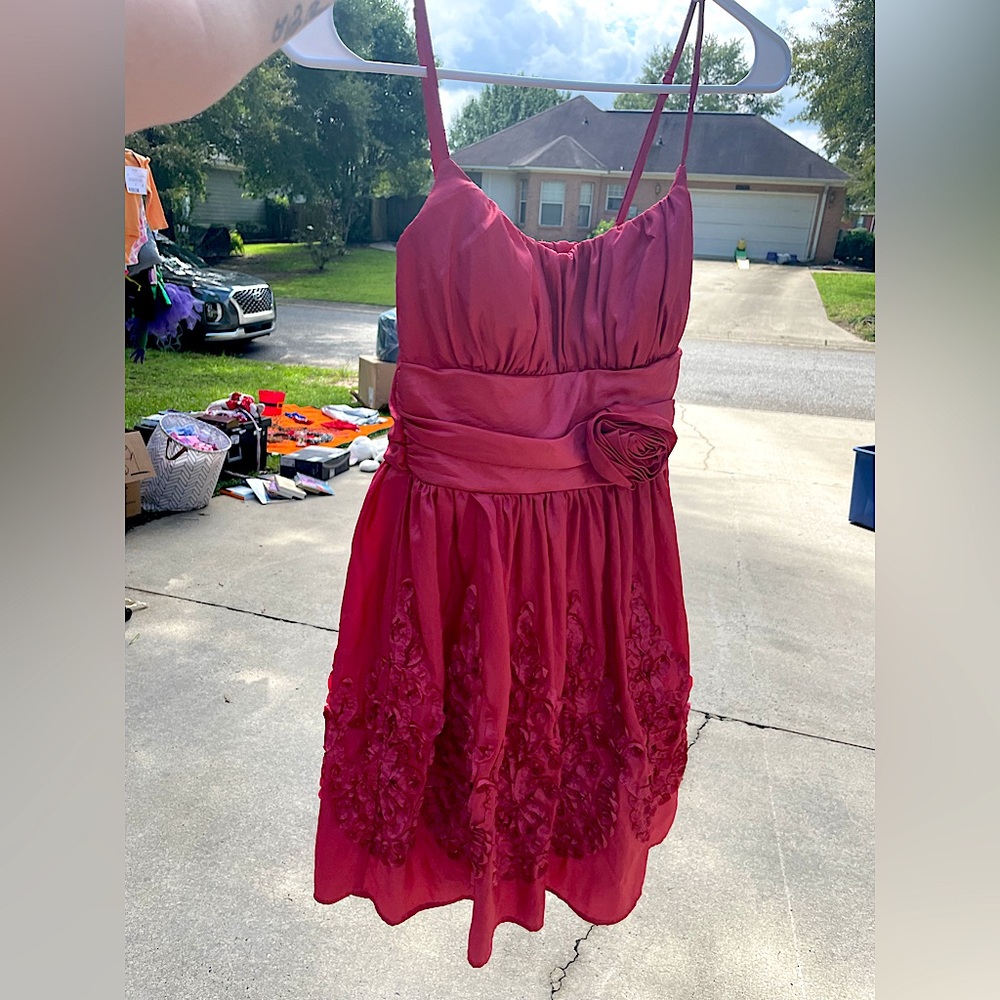 B. Darlin Pink Floral Knee Length Dress, Size 3/4